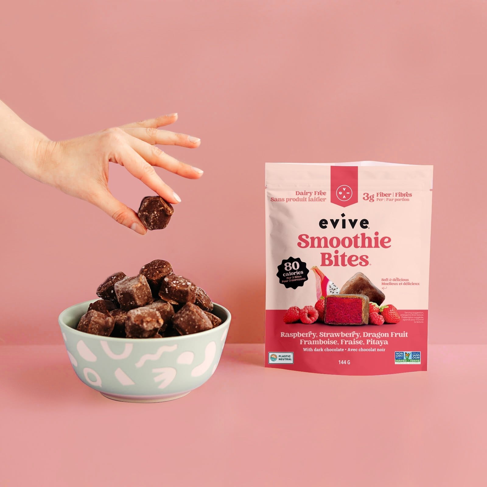 12 Smoothie Bites Framboise, Fraise, Pitaya - Promo - Bites nutritionnel d'Evive - BIT - RASPBERRYCR